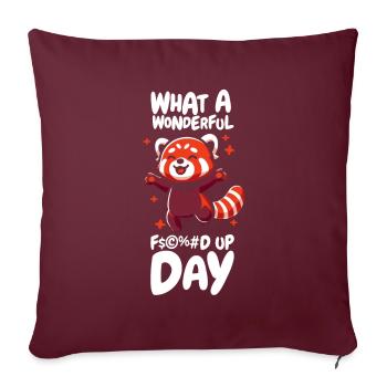 Red Panda Drôle Jour de merde - Housse de coussin décorative 45 x 45 cm - bordeaux - Devant