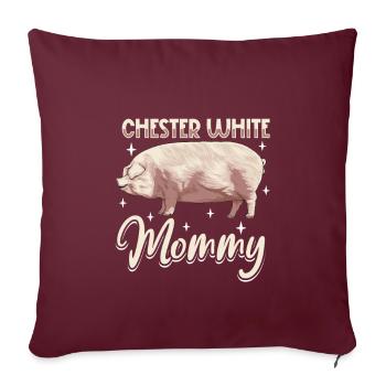 Maman cochon blanc Chester - Housse de coussin décorative 45 x 45 cm - bordeaux - Devant