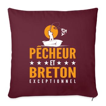 Pêcheur et Breton Exceptionnel - Cadeau Pêcheur - Housse de coussin décorative 45 x 45 cm - bordeaux - Devant