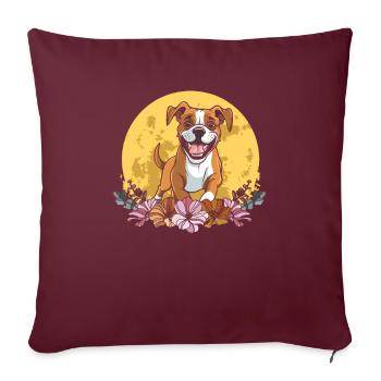 Boxer Hund Deutscher Boxer Wilde Blumen - Sofakissenbezug 45 x 45 cm - Burgunderrot - Vorne