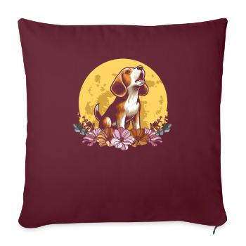 Beagle Wilde Blumen Floral Moon - Sofakissenbezug 45 x 45 cm - Burgunderrot - Vorne