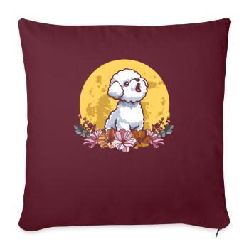 Bichon Frize Wilde Blumen Floral Moon - Sofakissenbezug 45 x 45 cm - Burgunderrot - Vorne