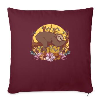 Faultier Wilde Blumen Floral Moon - Sofakissenbezug 45 x 45 cm - Burgunderrot - Vorne