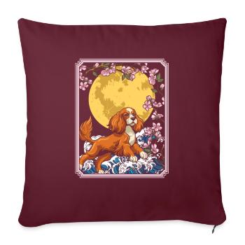 Cocker Spaniel Japan Cherry Blossom Moon - Sofakissenbezug 45 x 45 cm - Burgunderrot - Vorne