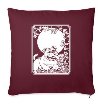 Bulldogge Japan Cherry Blossom Moon - Sofakissenbezug 45 x 45 cm - Burgunderrot - Vorne
