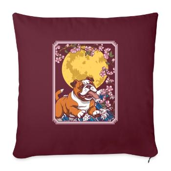 Bulldogge Japan Cherry Blossom Moon - Sofakissenbezug 45 x 45 cm - Burgunderrot - Vorne
