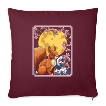 Eichhörnchen Japan Cherry Blossom Moon - Sofakissenbezug 45 x 45 cm - Burgunderrot - Vorne