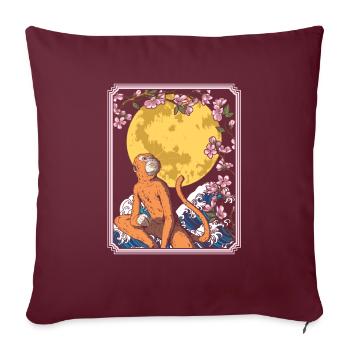 Affe Japan Cherry Blossom Moon - Sofakissenbezug 45 x 45 cm - Burgunderrot - Vorne