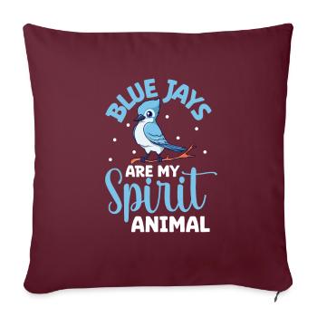 Animal préféré - Geai bleu - Housse de coussin décorative 45 x 45 cm - bordeaux - Devant