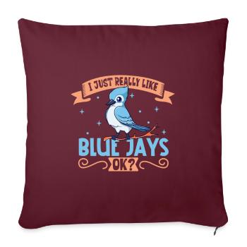 J’aime mon geai bleu - Housse de coussin décorative 45 x 45 cm - bordeaux - Devant