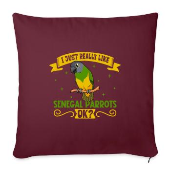 J’adore mon perroquet du Sénégal - Housse de coussin décorative 45 x 45 cm - bordeaux - Devant
