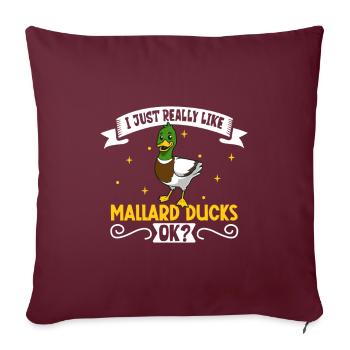 J’aime mon canard colvert - Housse de coussin décorative 45 x 45 cm - bordeaux - Devant