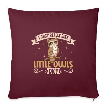 J’aime mon petit hibou - Housse de coussin décorative 45 x 45 cm - bordeaux - Devant
