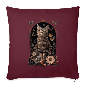 Chat américain à poil dur - Housse de coussin décorative 45 x 45 cm - bordeaux - Devant