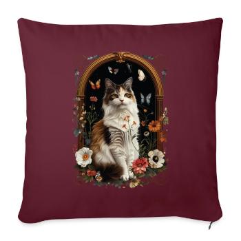 Türkische Van-Katze - Sofakissenbezug 45 x 45 cm - Burgunderrot - Vorne