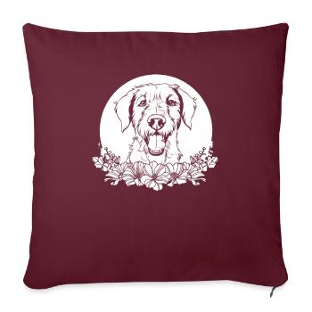 Irischer Wolfshund Wilde Blumen Floral Moon - Sofakissenbezug 45 x 45 cm - Burgunderrot - Vorne
