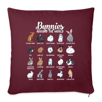 Lapins du monde - Lapin - Housse de coussin décorative 45 x 45 cm - bordeaux - Devant