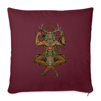 Dieu de la mythologie celtique - Cernunnos - Housse de coussin décorative 45 x 45 cm - bordeaux - Devant