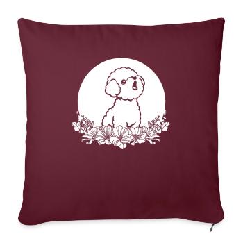 Bichon Frize Wilde Blumen Floral Moon - Sofakissenbezug 45 x 45 cm - Burgunderrot - Vorne