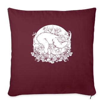 Faultier Wilde Blumen Floral Moon - Sofakissenbezug 45 x 45 cm - Burgunderrot - Vorne