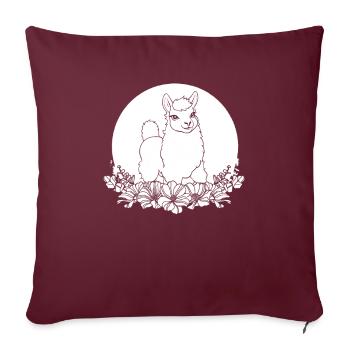 Lama Llama Wilde Blumen Floral Moon - Sofakissenbezug 45 x 45 cm - Burgunderrot - Vorne