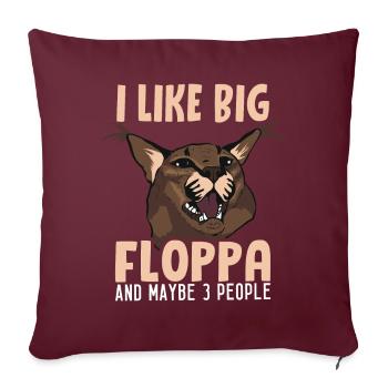 Big Floppa und 3 Leute - Sofakissenbezug 45 x 45 cm - Burgunderrot - Vorne