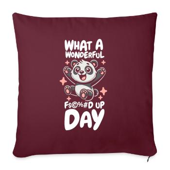 Big Panda Panda Bear Fucked Up Day - Housse de coussin décorative 45 x 45 cm - bordeaux - Devant