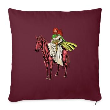 Dieu de la mythologie celtique - Epona - Housse de coussin décorative 45 x 45 cm - bordeaux - Devant