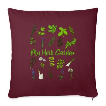 Mon jardin d’herbes aromatiques - Herbes médicinales - Housse de coussin décorative 45 x 45 cm - bordeaux - Devant