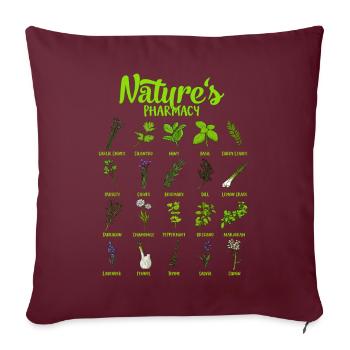 Pouvoirs de guérison de la nature - herbes - Housse de coussin décorative 45 x 45 cm - bordeaux - Devant