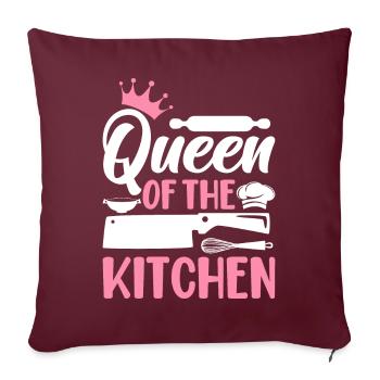 Chef cuisinier Femme Reine de la Cuisine - Housse de coussin décorative 45 x 45 cm - bordeaux - Devant