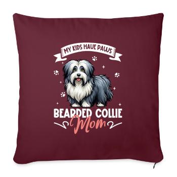 Maman Bearded Collie - Housse de coussin décorative 45 x 45 cm - bordeaux - Devant