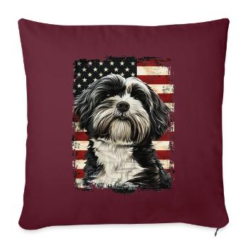 Terrier tibétain Amérique États-Unis - Housse de coussin décorative 45 x 45 cm - bordeaux - Devant