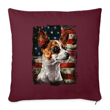 Toy Fox Terrier - Amerika Usa - Sofakissenbezug 45 x 45 cm - Burgunderrot - Vorne