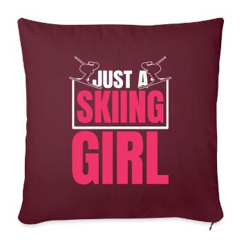 Ski Après-Ski Just A Skiing Girl - Housse de coussin décorative 45 x 45 cm - bordeaux - Devant