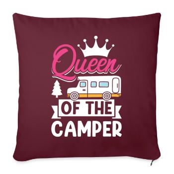 Campeur Maman Drôle Camping Reine du Camping-car - Housse de coussin décorative 45 x 45 cm - bordeaux - Devant