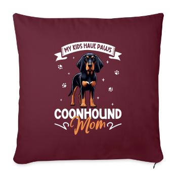 Maman Coonhound noir et beige - Housse de coussin décorative 45 x 45 cm - bordeaux - Devant