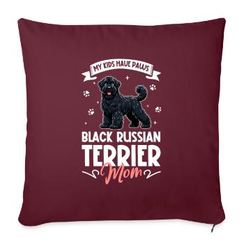 Maman terrier russe noir - Housse de coussin décorative 45 x 45 cm - bordeaux - Devant