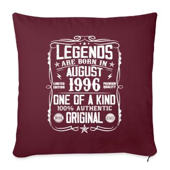 Légendaire depuis août 1996 - Millésime Août 1996 - Housse de coussin décorative 45 x 45 cm - bordeaux - Devant