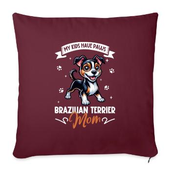 Terrier Brasileiro Mama - Housse de coussin décorative 45 x 45 cm - bordeaux - Devant