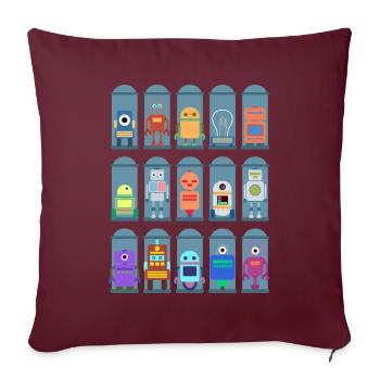 Types de robots Technologie robotique mignonne - Housse de coussin décorative 45 x 45 cm - bordeaux - Devant