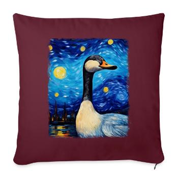 Oie Oie Canard Nuit Étoilée Peinture - Housse de coussin décorative 45 x 45 cm - bordeaux - Devant