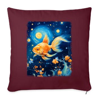 Poisson rouge Aquarium Poisson Nuit étoilée Peinture - Housse de coussin décorative 45 x 45 cm - bordeaux - Devant