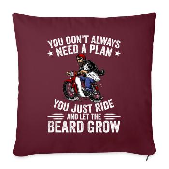 Motorcycle Beard Biker Full Beard Bike Rocker - Housse de coussin décorative 45 x 45 cm - bordeaux - Devant