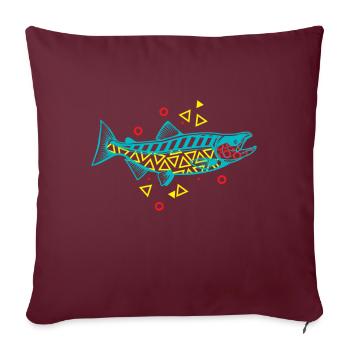 Lachs Angeln Abenteuer Fischen Erlebnis - Sofakissenbezug 45 x 45 cm - Burgunderrot - Vorne