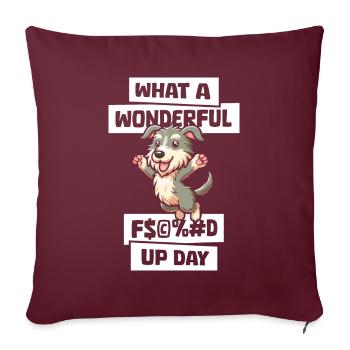 Irish Wolfhound Fucked Up Day - Housse de coussin décorative 45 x 45 cm - bordeaux - Devant