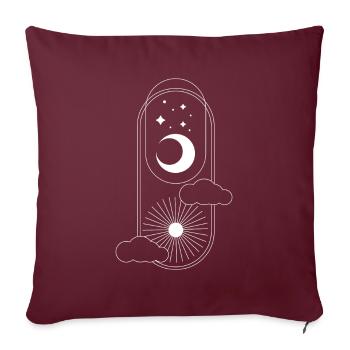 Sonne und Mond Wolken Sterne Universum - Sofakissenbezug 45 x 45 cm - Burgunderrot - Vorne