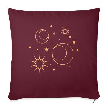 Sonne und Mond Sterne Universum - Sofakissenbezug 45 x 45 cm - Burgunderrot - Vorne