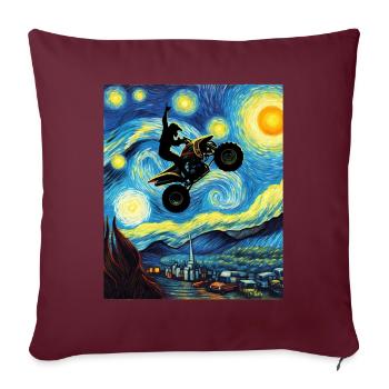 Atv Quad 4 roues Nuit étoilée Peinture - Housse de coussin décorative 45 x 45 cm - bordeaux - Devant