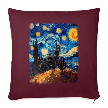 Atv Quad 4 roues Nuit étoilée Peinture - Housse de coussin décorative 45 x 45 cm - bordeaux - Devant